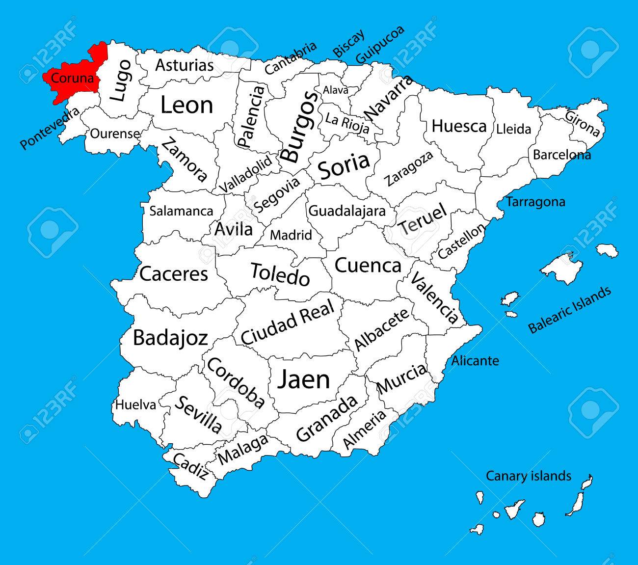 carte autonomie espagne Carte La Coruna, Espagne Vecteur Province Carte. Haute Carte  carte autonomie espagne Carte La Coruna, Espagne Vecteur Province Carte. Haute Carte