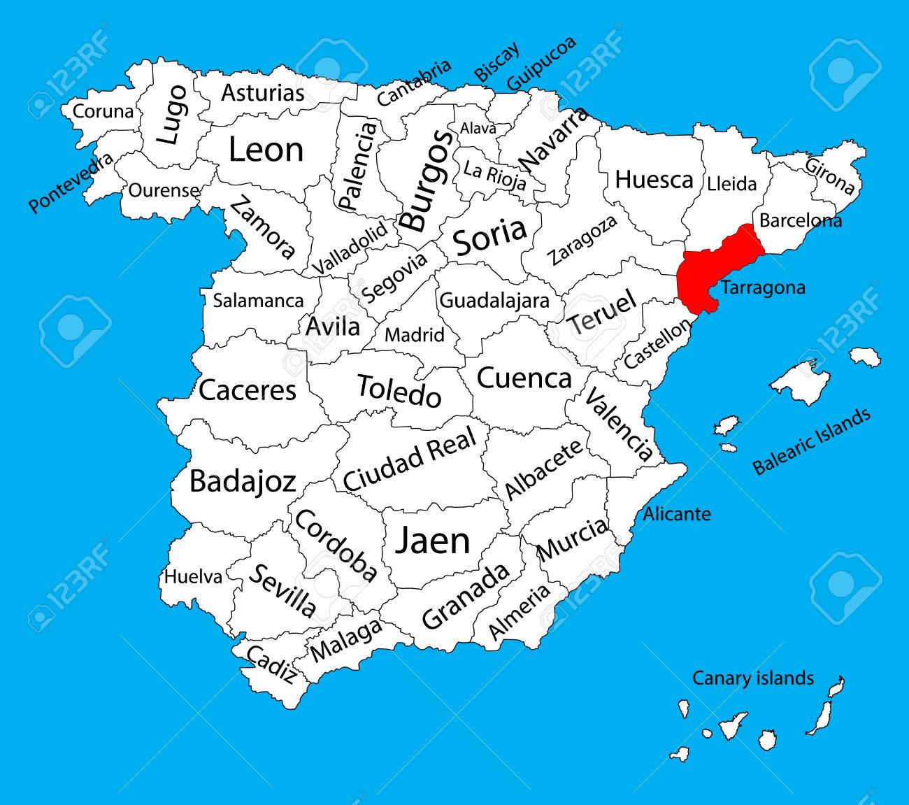 Carte De Tarragone Carte Vectorielle De Province Espagne Haute Carte Vectorielle Detaillee De L Espagne Avec Des Regions Separees Isolees Sur Le Fond Carte Des Regions D Autonomie De L Espagne Carte Vectorielle Modifiable De