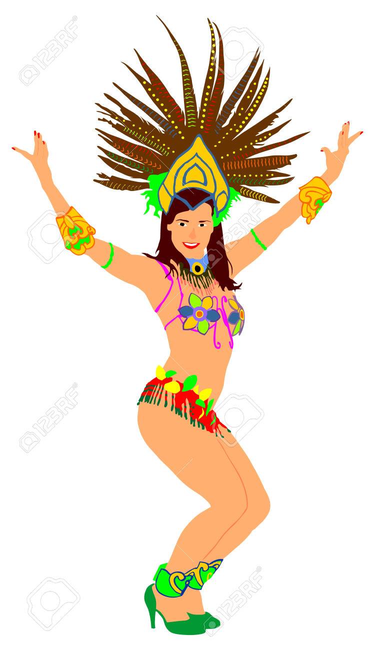 ブラジル カーニバル ダンサー ベクトル イラスト白背景に分離されまし