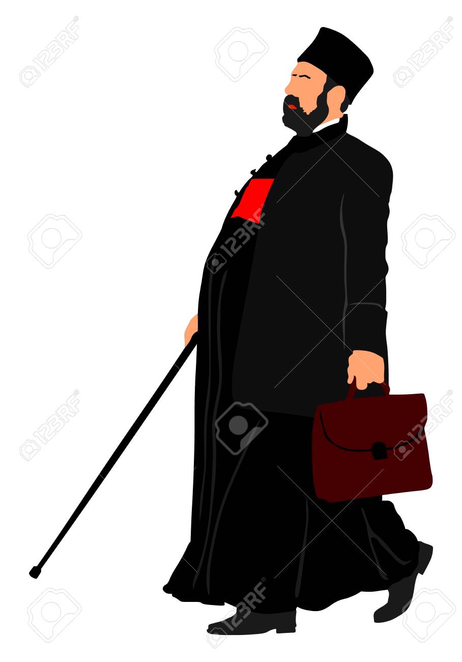 ベクトルは 白い背景で隔離の正統派キリスト教司祭します 高詳細なイラスト のイラスト素材 ベクタ Image
