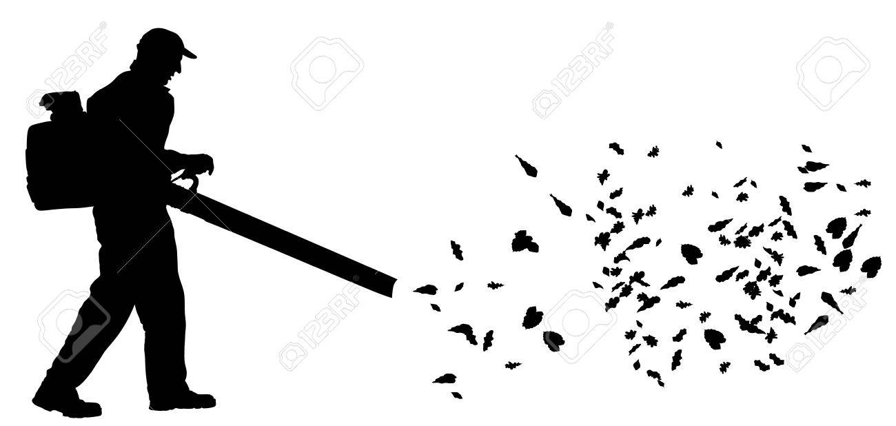 Landscaper operating petrol Leaf Blower in the city park, vector silhouette illustration. Worker on a street in autumn collects leaves with a leaf blower. - 79561669 Landscaper operating petrol Leaf Blower in the city park, vector silhouette illustration. Worker on a street in autumn collects leaves with a leaf blower. - 79561669