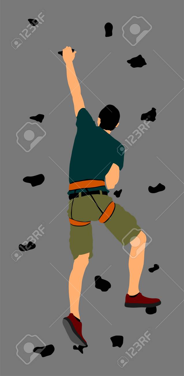 極端なスポーツマンはロープなしで登る 背景に隔離されたマンクライミングベクターシルエットイラスト アドベンチャーパークでのスポーツ 週末のアクション 楽しみのための岩壁 タフで健康的な規律 のイラスト素材 ベクタ Image