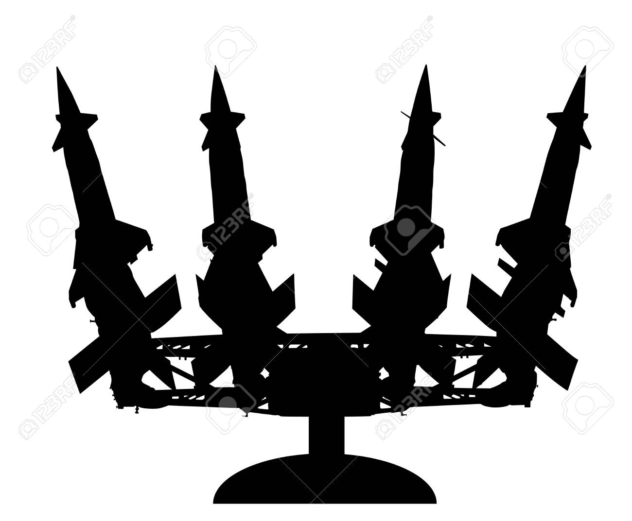 Artillery rocket launcher vector silhouette illustration. Rocket carrier platform with nuclear bomb. Nuclear test, war treat. Bomb air projectile attack. Powerful weapons. War destruction. - 96202280 Artillery rocket launcher vector silhouette illustration. Rocket carrier platform with nuclear bomb. Nuclear test, war treat. Bomb air projectile attack. Powerful weapons. War destruction. - 96202280