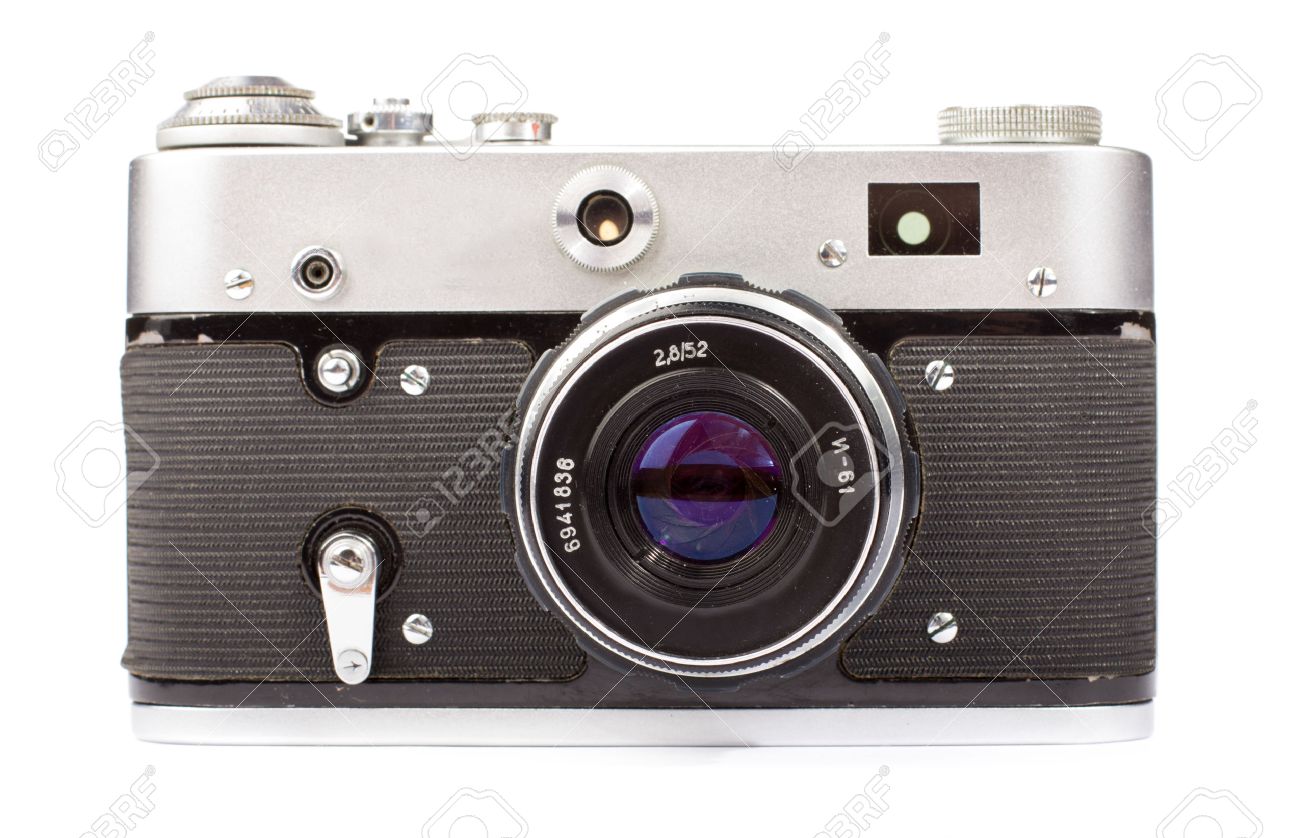 白い背景で隔離されたレトロなカメラ の写真素材・画像素材. Image 