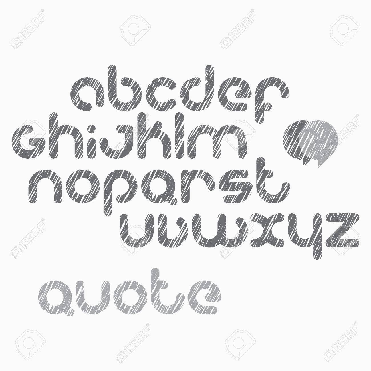 set of alphabet scratch round letters isolated on white background
