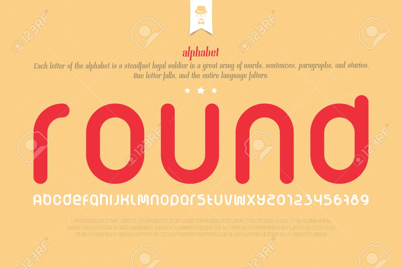 丸みのあるスタイルのアルファベット文字と紙のテクスチャ上の数のセットです のイラスト素材 ベクタ Image 丸みのあるスタイルのアルファベット文字と紙のテクスチャ上の数のセットです のイラスト素材 ベクタ Image