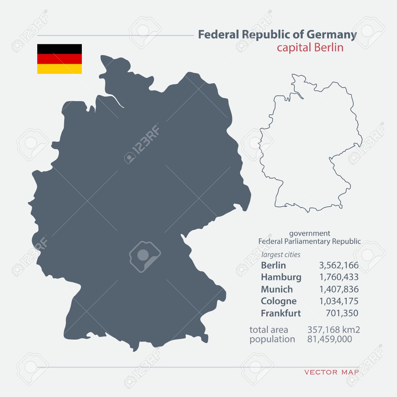 federal republic of germany isolated maps and official flag icon german political map icons with