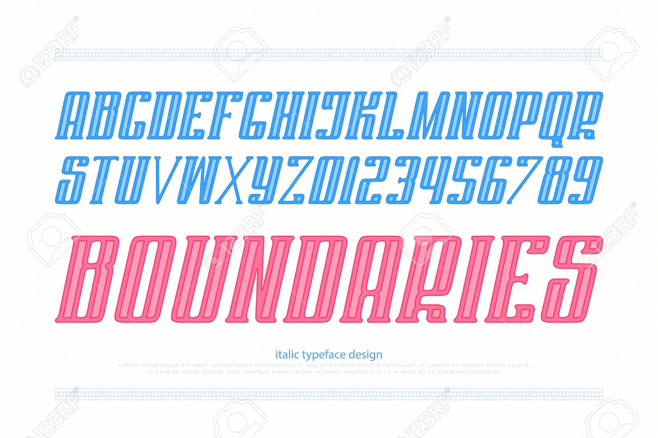 【6号 イタリック】活字 英字 アルファベット 斜体 A-Z不揃い 斜体のアルファベット文字と数字。ベクトル、太字のフォント