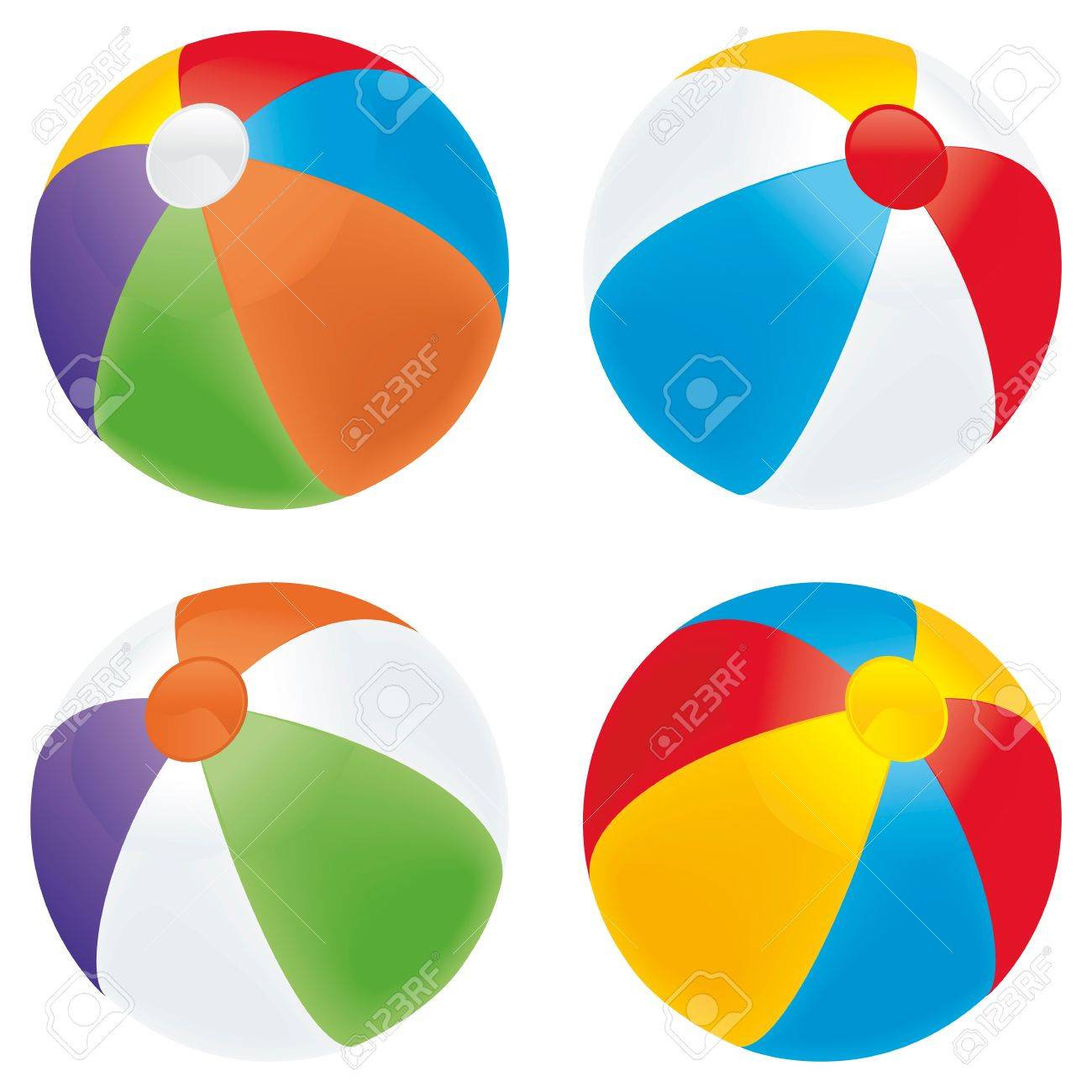 Una Selección De Pelotas De Playa En Varios Colores Aislados En Blanco. Ilustraciones Vectoriales, Clip Art Vectorizado Libre De Derechos. Image 19028516.