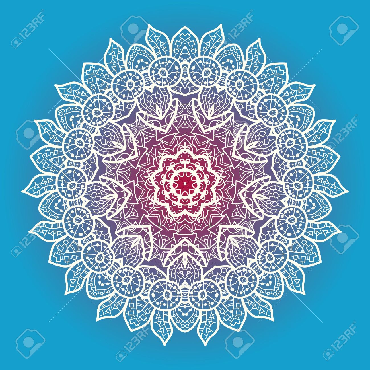 oriental mandala motif round lase pattern on the blue background