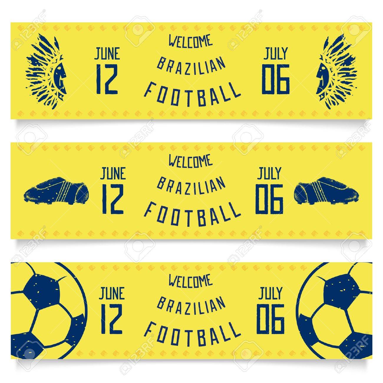 デザインのチラシ チケット ようこそブラジル サッカーのイラスト素材 ベクタ Image