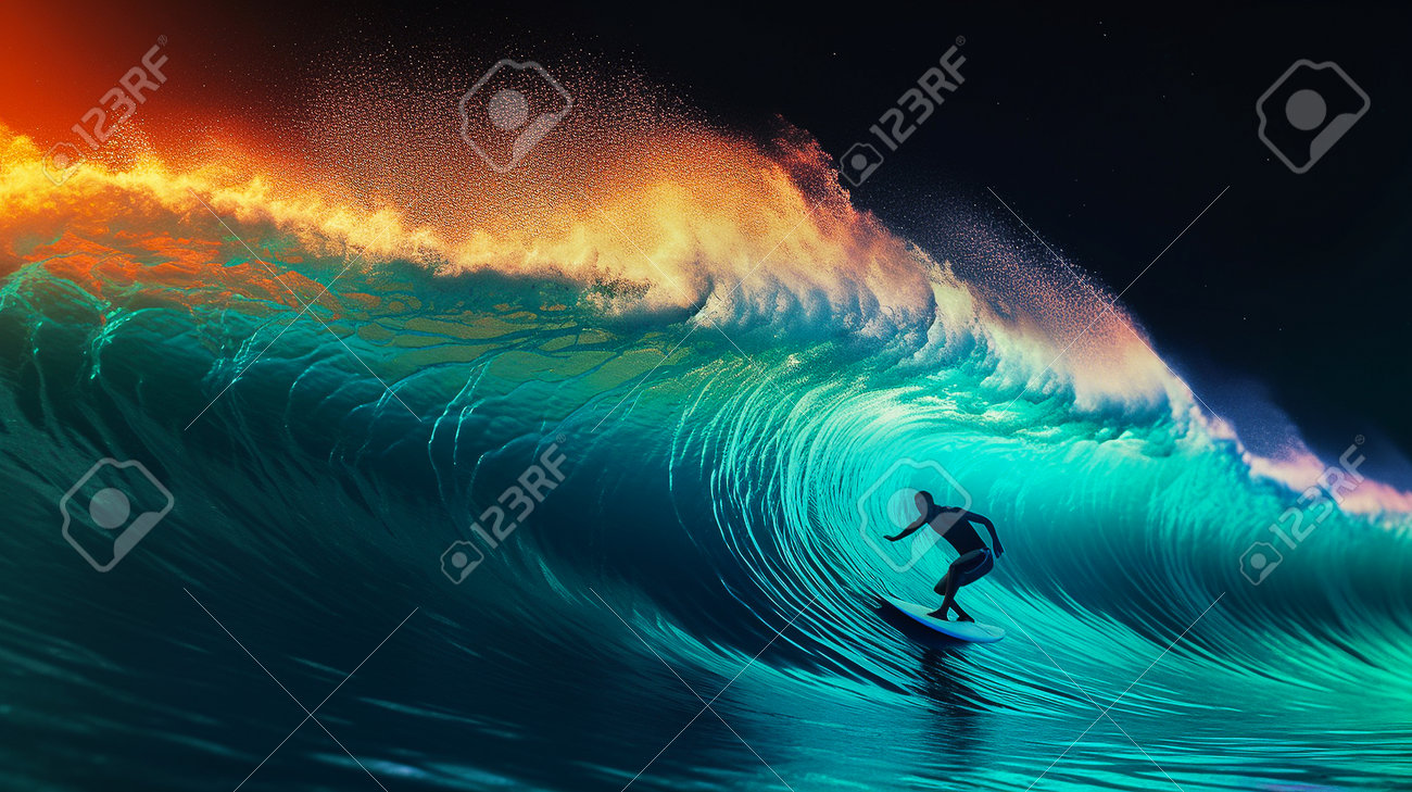 夜のサーファー