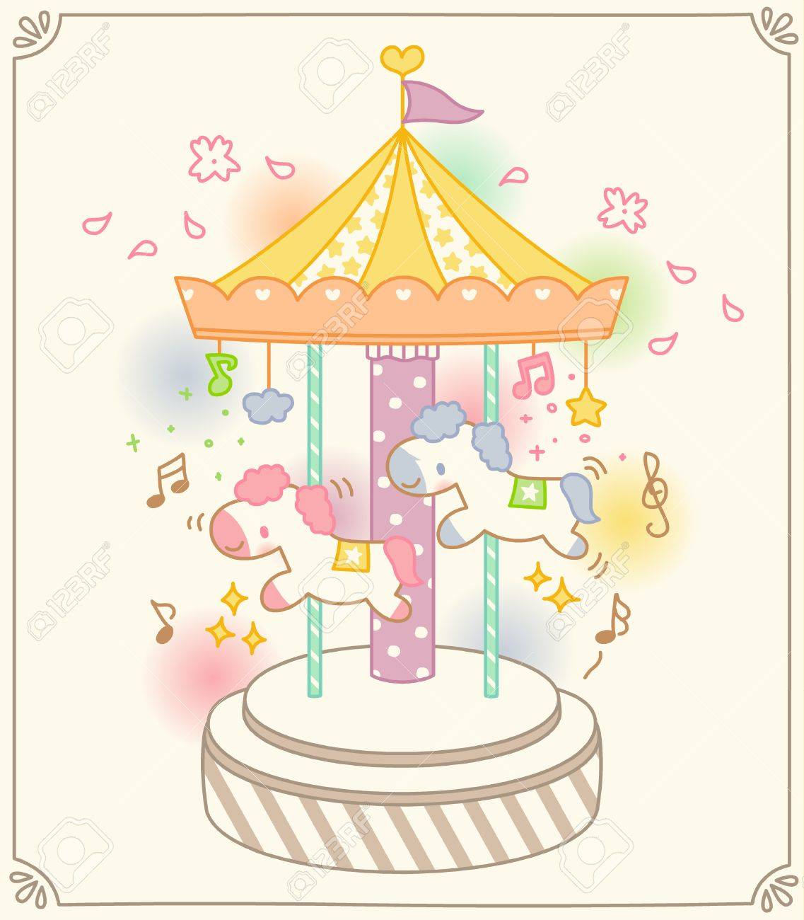 かわいいカラフルなメリーゴーランドに乗るベクトル のイラスト素材 ベクタ Image かわいいカラフルなメリーゴーランドに乗るベクトル のイラスト素材 ベクタ Image