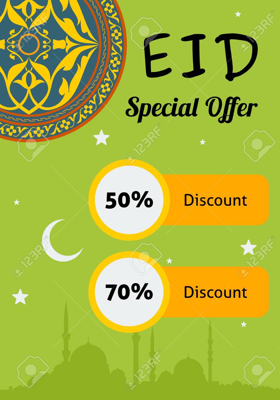 editable eid discount offer poster template royalty free cliparts