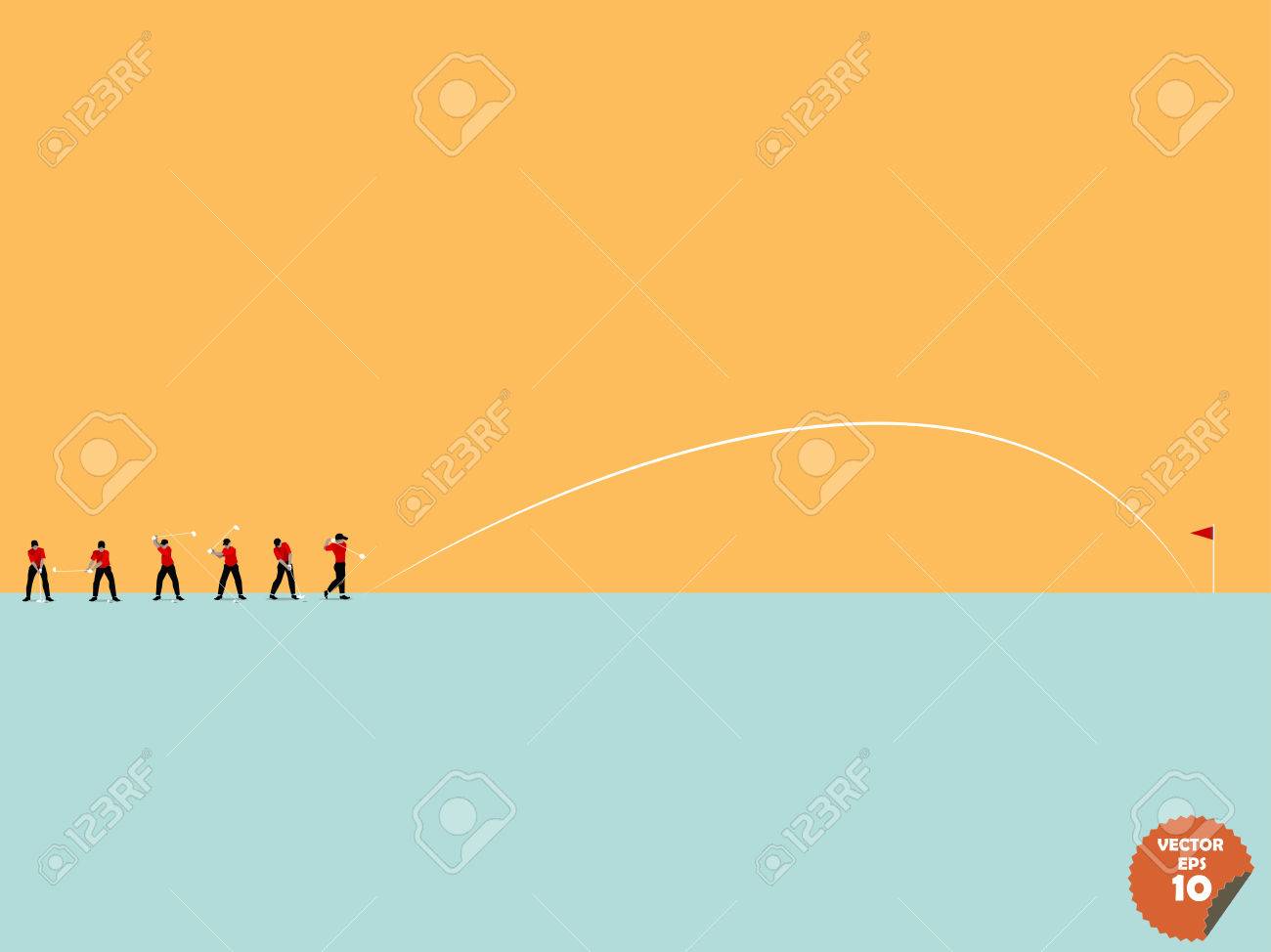 ゴルフ スイング ゴルフの壁紙のステップの美しいフラット デザイン のイラスト素材 ベクタ Image