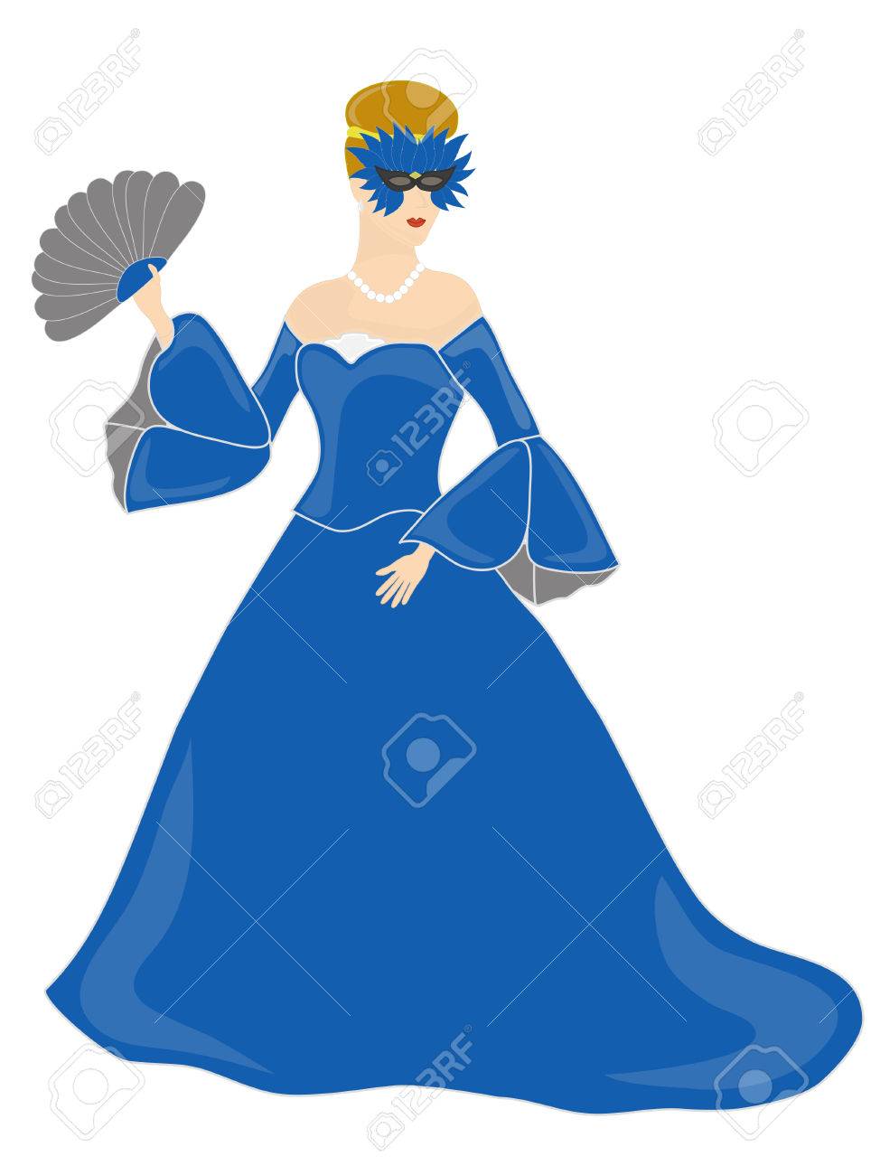 青い服を着て仮面の女 のイラスト素材 ベクタ Image