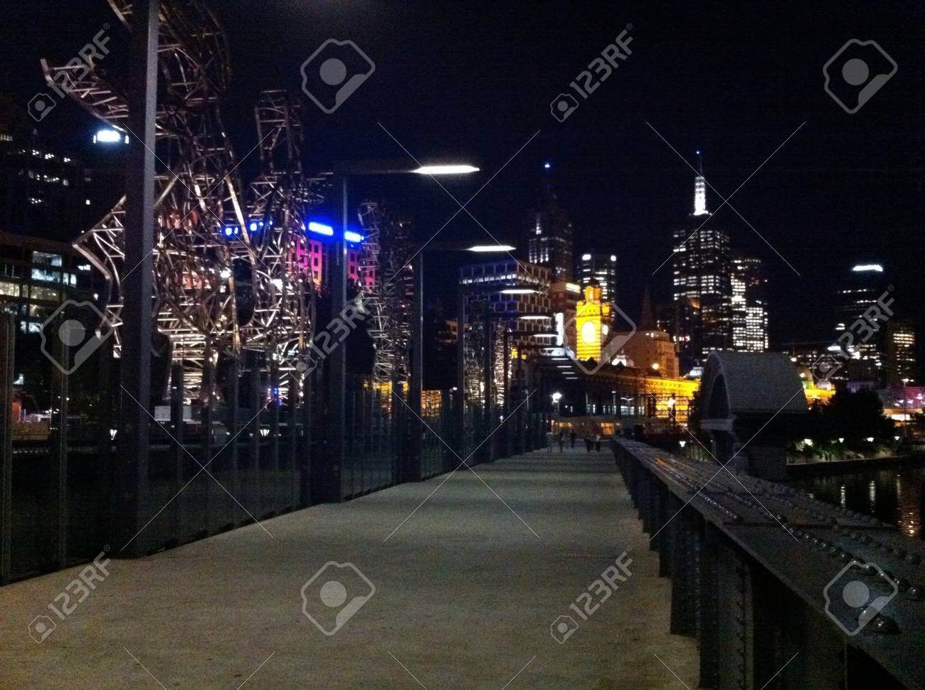 Melbourne Bridge At Night Time Stock Photo Picture And Royalty