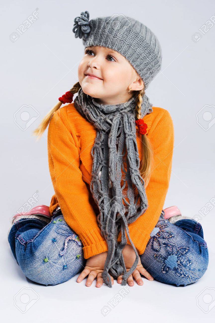 cute fashionable girl in warm clothes stock photo picture and