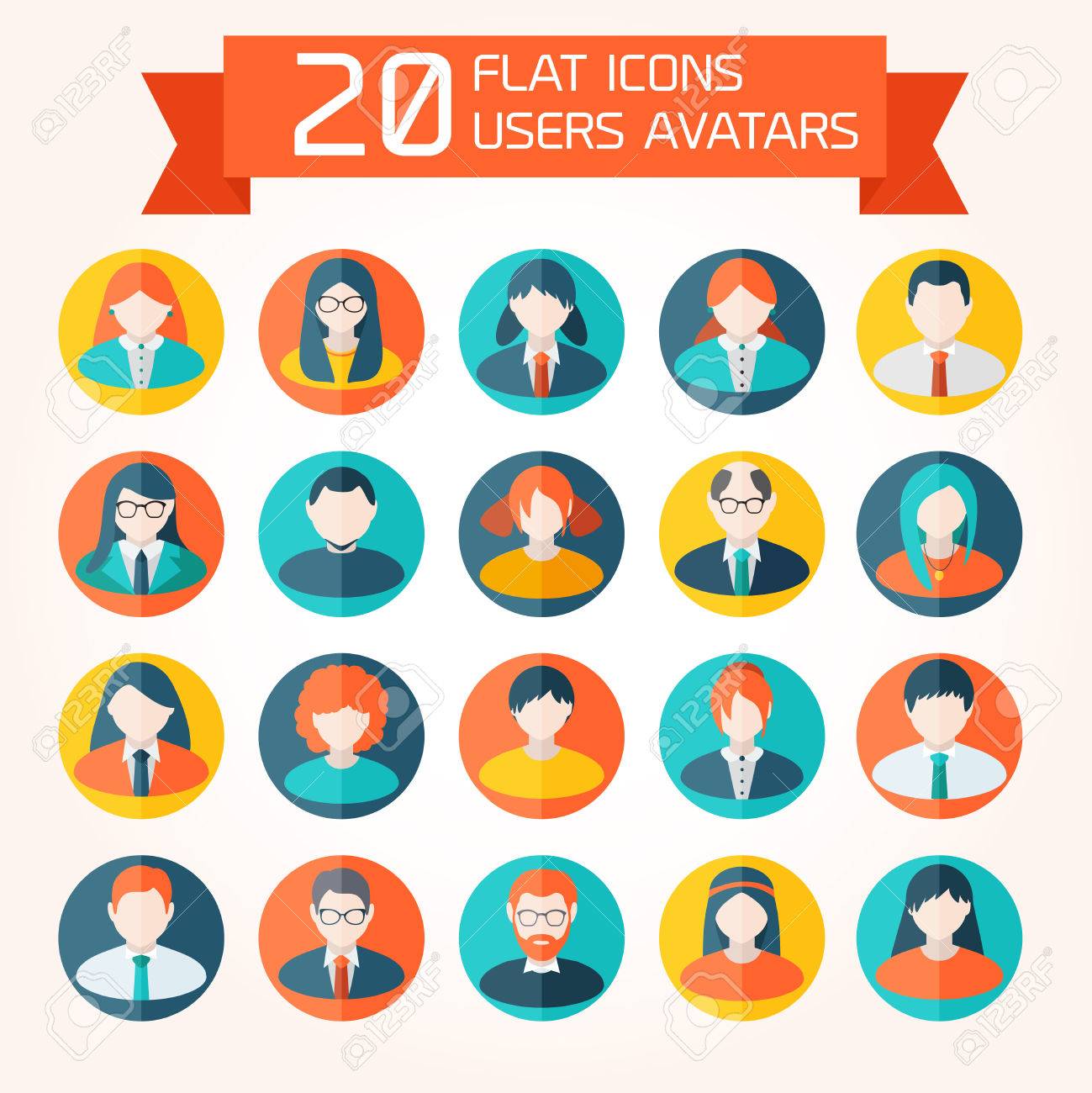 flat user avatar icons set without background royalty free cliparts