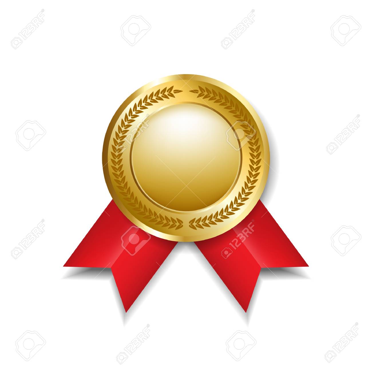 illustration of gold medal with red ribbons design element ribbons design