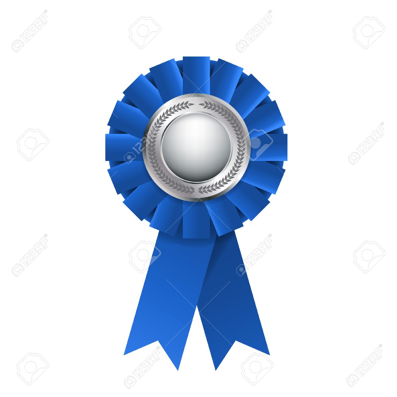 blue award rosette isolated on a white background award ribbon