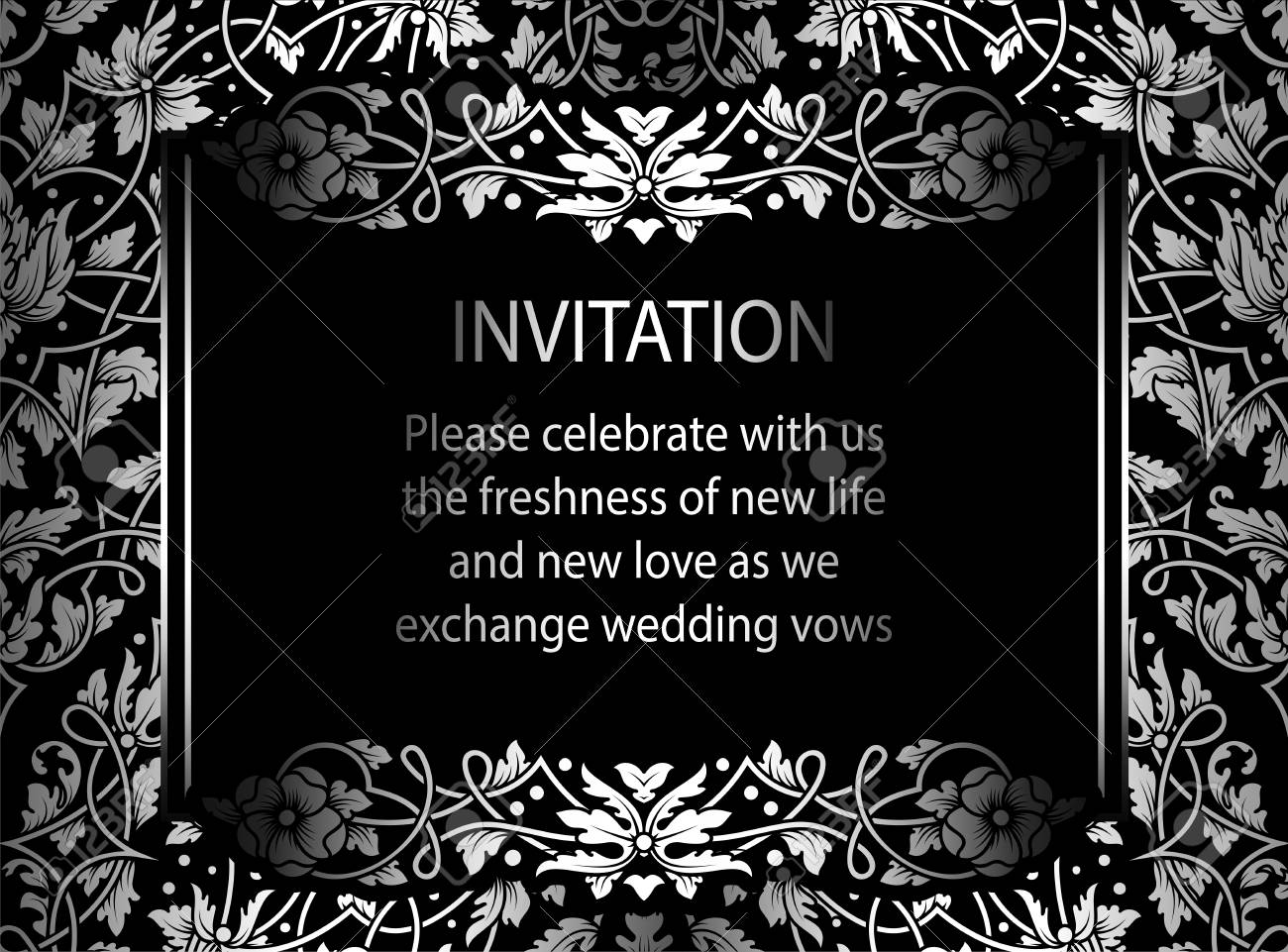 アンティーク 豪華な黒と銀のビンテージ フレーム 装飾用レース背景 ビクトリア朝のバナー 絶妙な壁紙の飾り バロック様式のファッション パターン デザイン テンプレート花の招待状 のイラスト素材 ベクタ Image