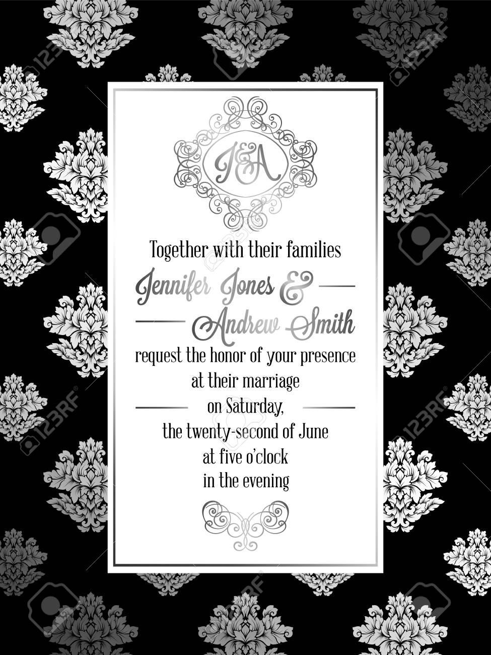 vintage baroque style wedding invitation card template elegant formal invitation card