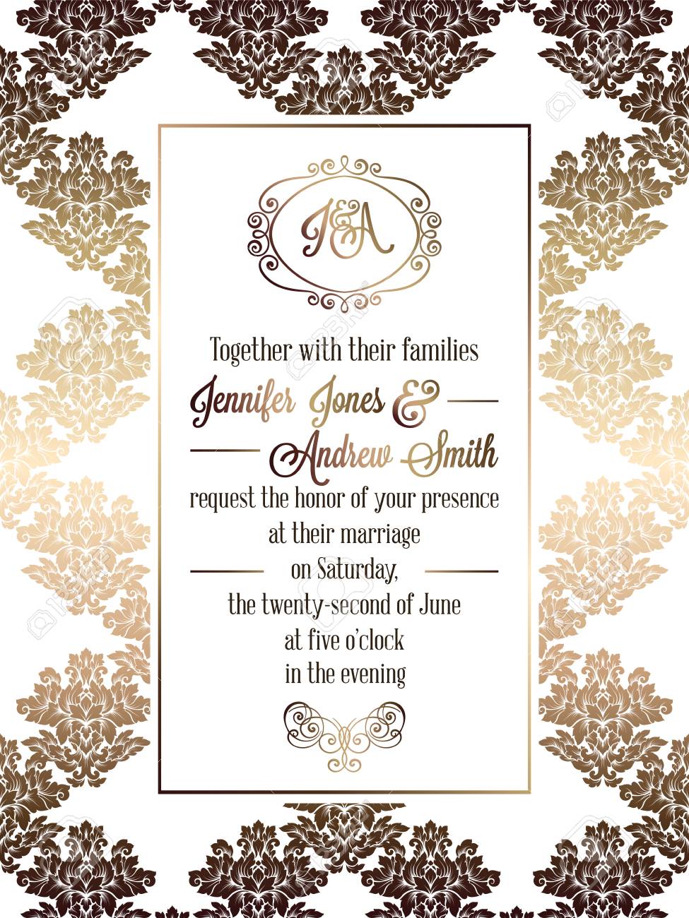 vintage baroque style wedding invitation card template elegant formal invitation card