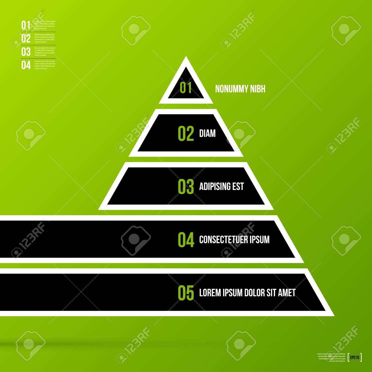pyramid chart template on fresh green background royalty free