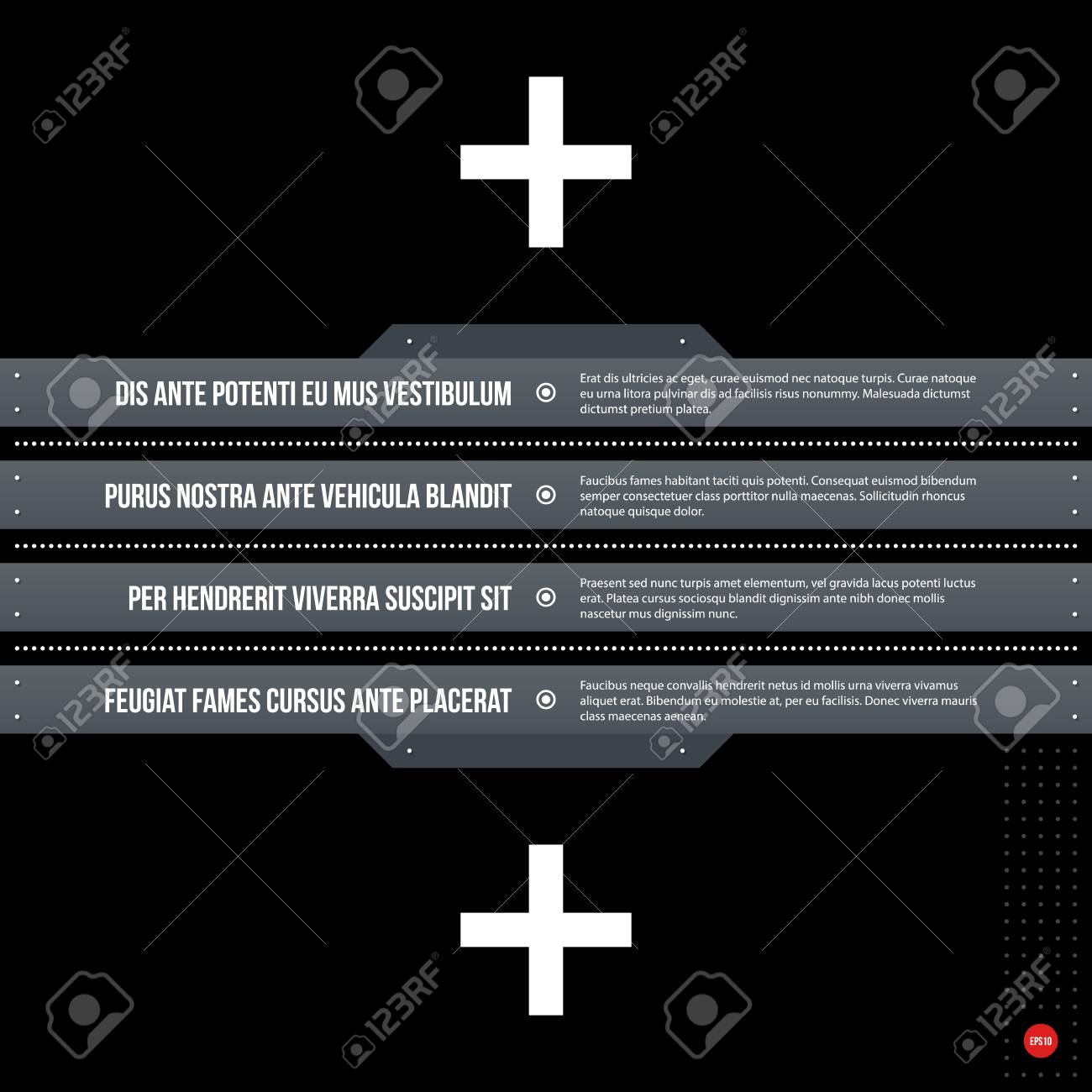 futuristic corporate menu list template on black background