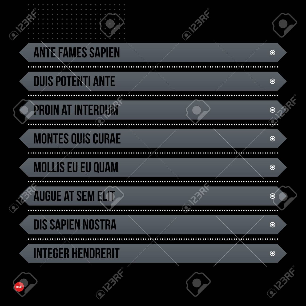 futuristic corporate menu list template on black background