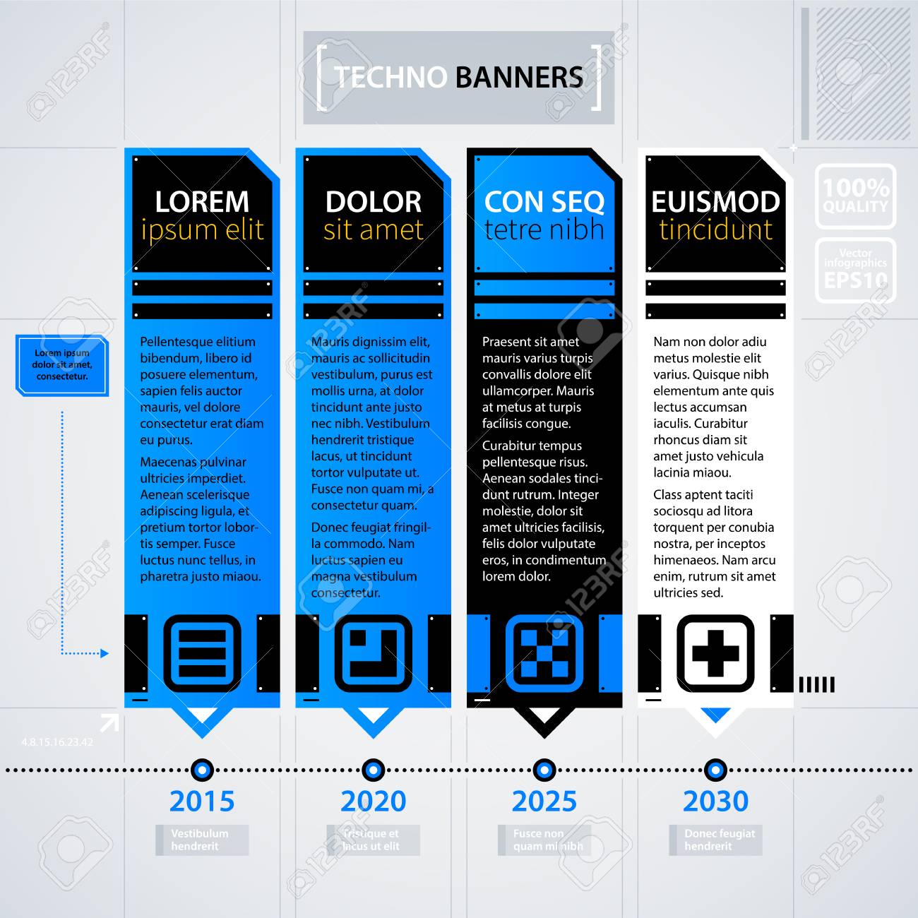 modern timeline template futuristic techno business style useful annual timeline template
