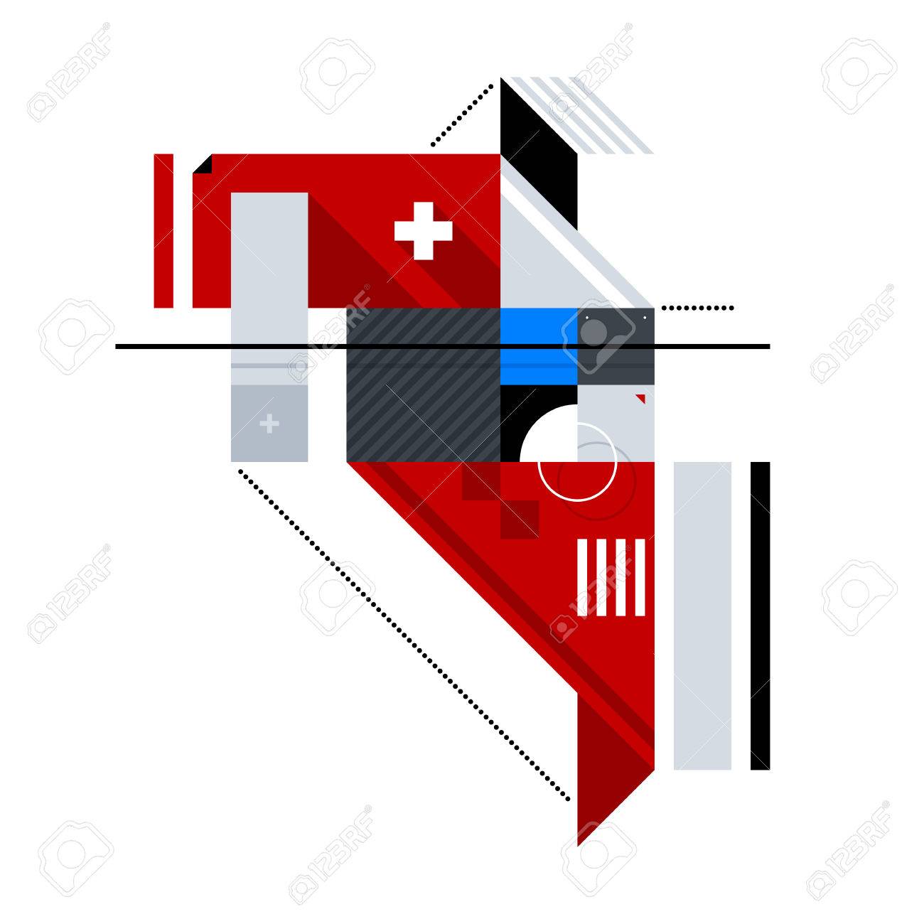 シンプルな形状の抽象的な幾何学的な構成 抽象的なアート シュプレマティスム 構成主義のスタイルです デザイン要素は プリント ポスター カバーに適した 白い背景に分離されます のイラスト素材 ベクタ Image