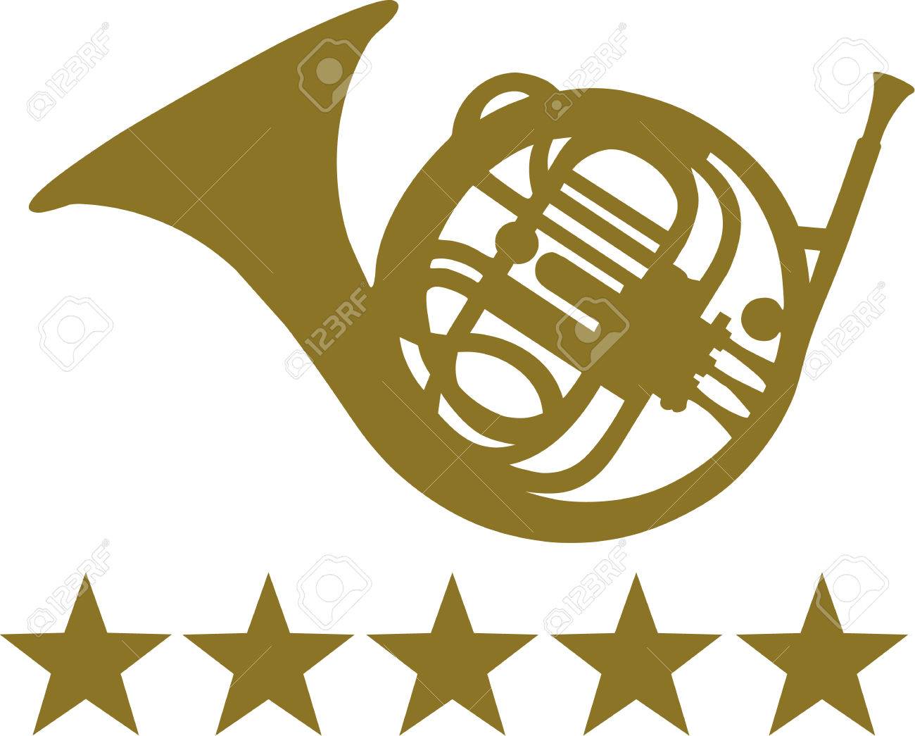 5 つ星のフレンチ ホルンのイラスト素材 ベクタ Image