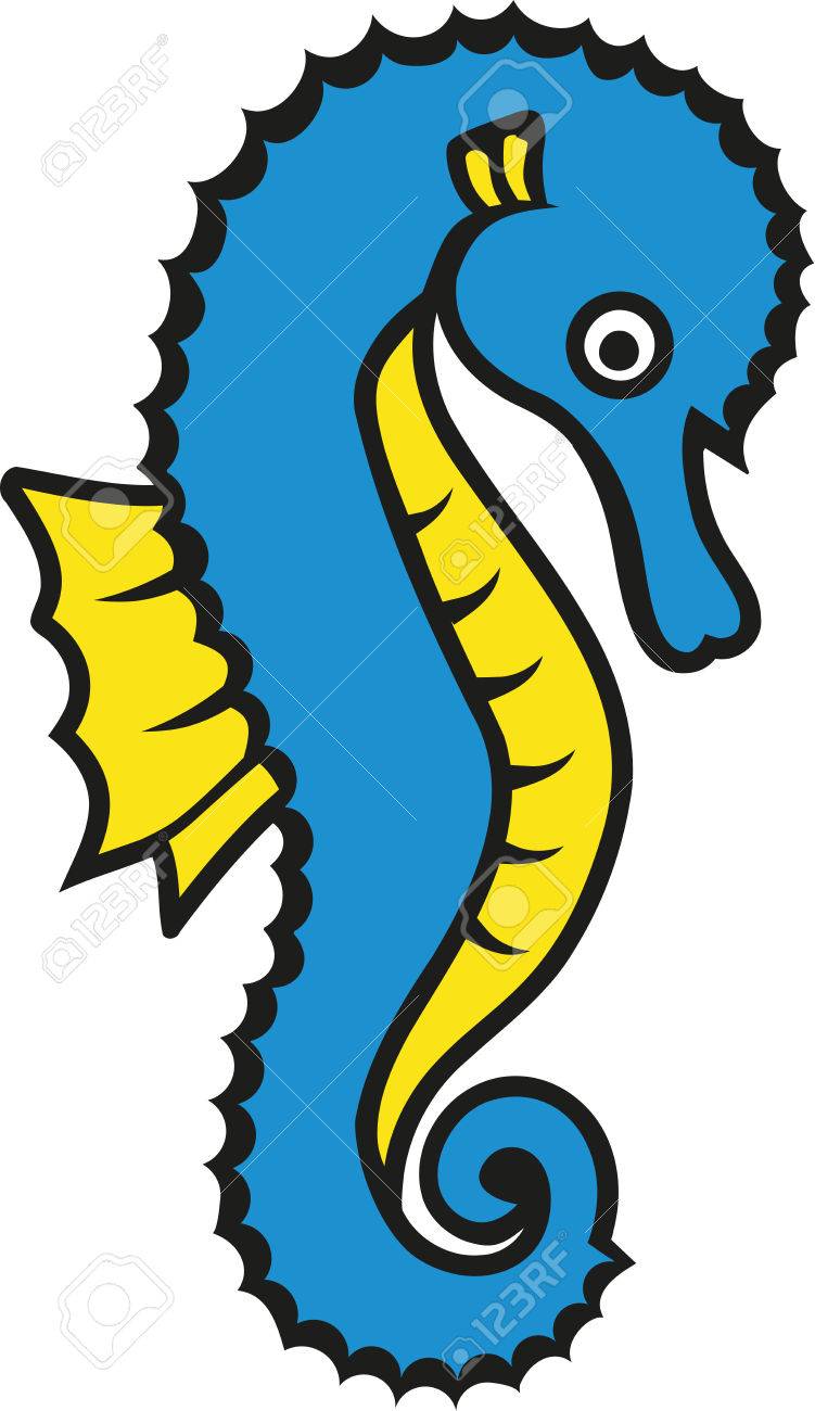 輪郭とタツノオトシゴ漫画のイラスト素材 ベクタ Image