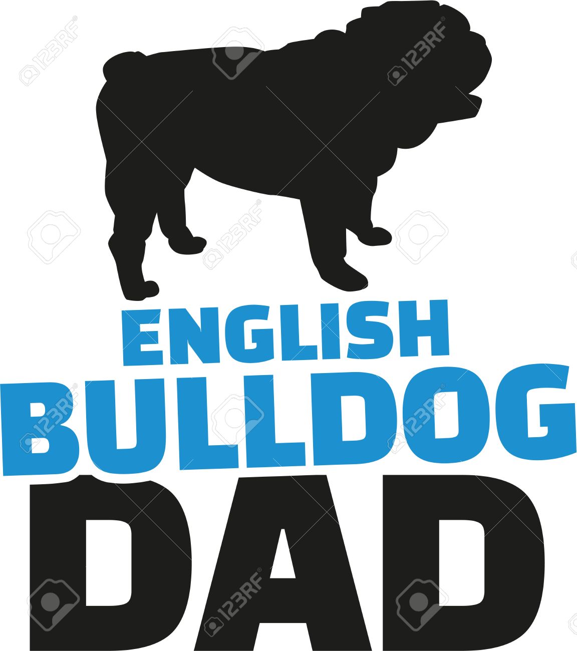 英語ブルドッグ犬シルエットのお父さん のイラスト素材 ベクタ Image