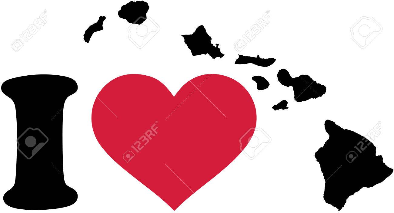 ハワイ地図が大好きのイラスト素材 ベクタ Image