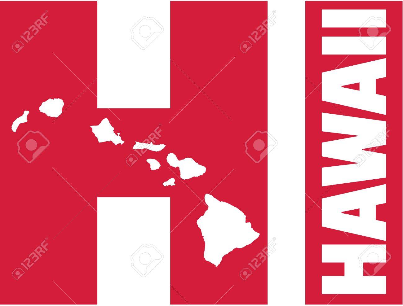 都道府県名とマップのハワイ のイラスト素材 ベクタ Image