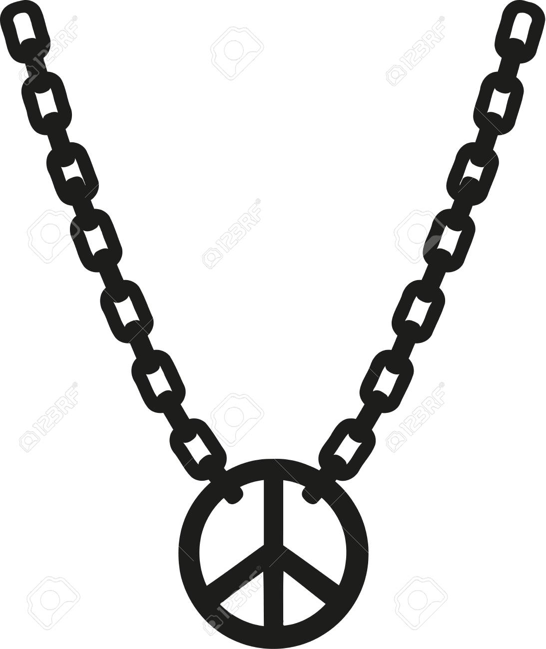 大きなネックレスにピースサイン のイラスト素材 ベクタ Image