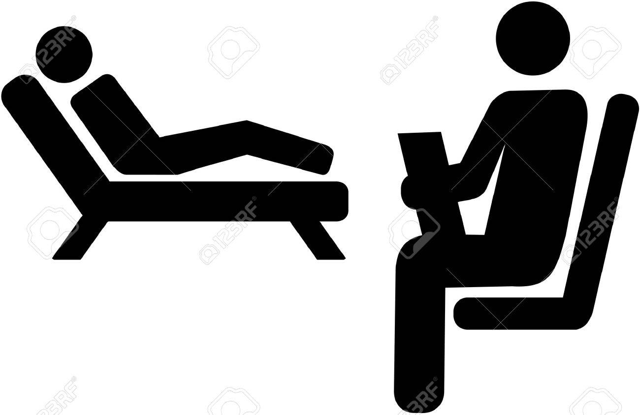 Psychologist icon with patient on a couch - 70069024