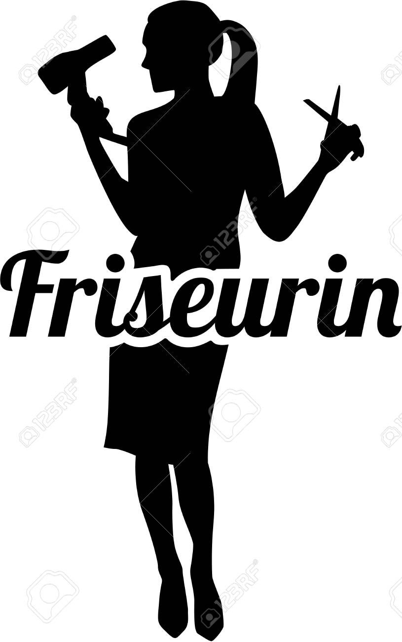 ドイツの肩書きを持つ美容室シルエットのイラスト素材 ベクタ Image