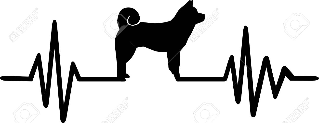Heartbeat Pulse Line With Shiba Inu Dog Silhouette
