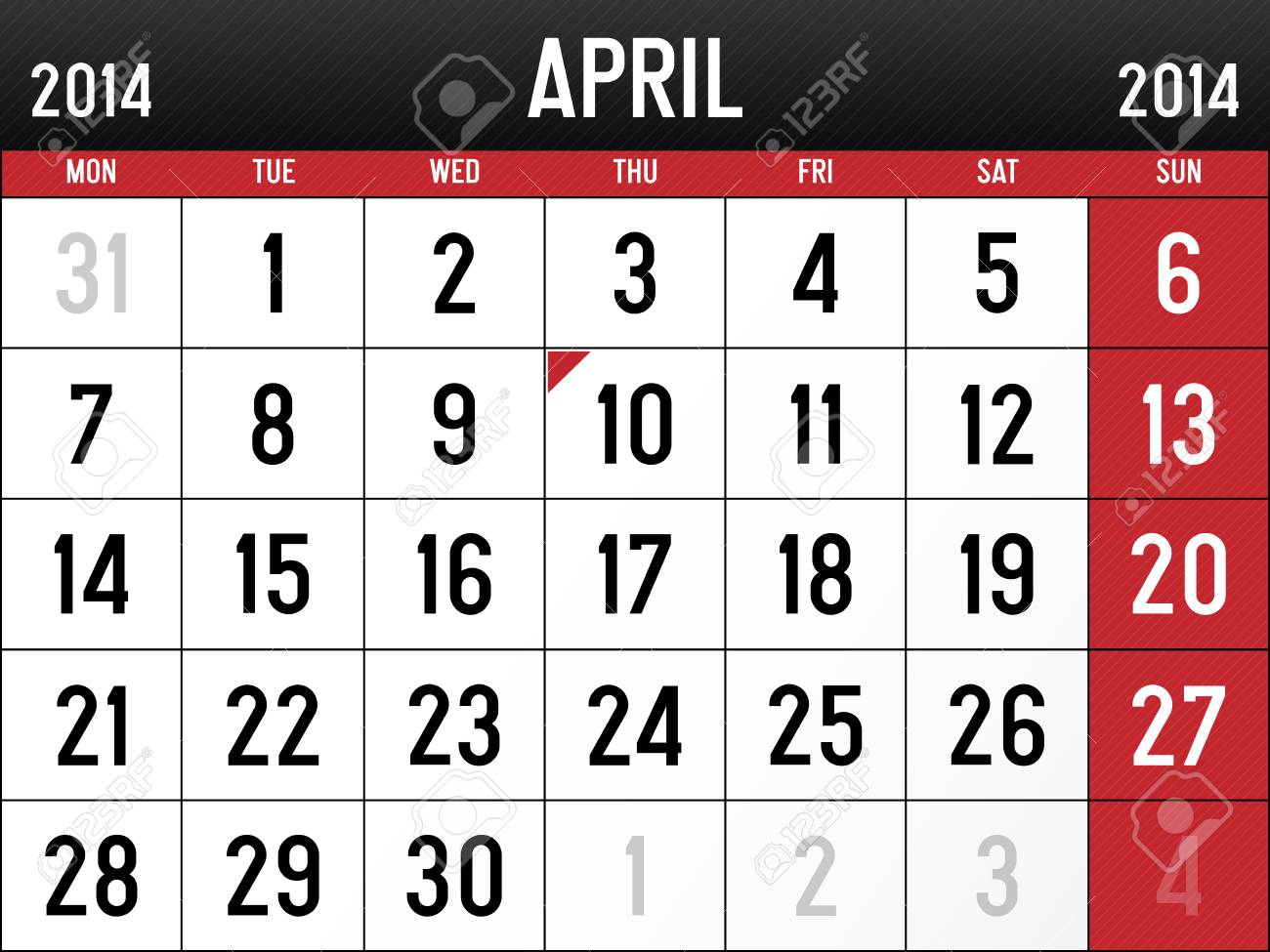 Calendar For April 14 Royalty Free Cliparts Vectors And Stock Illustration Image 2709