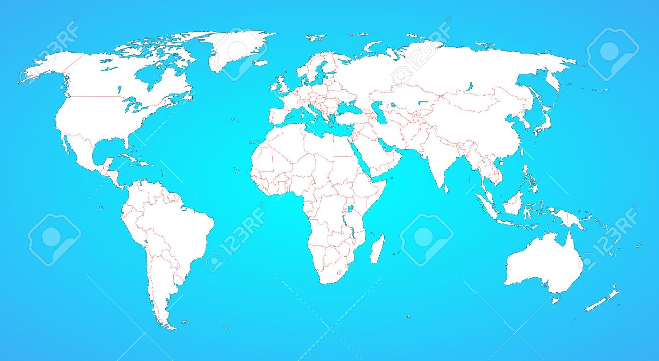 世界地図は 青に分離の境界が赤白のすべての国間のボーダーの形の国は個別に選択できません のイラスト素材 ベクタ Image