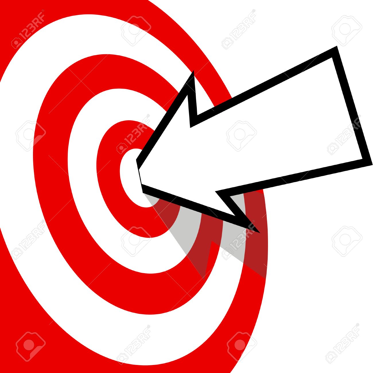 an arrow with your copyspace hits the bulls eye of a red target