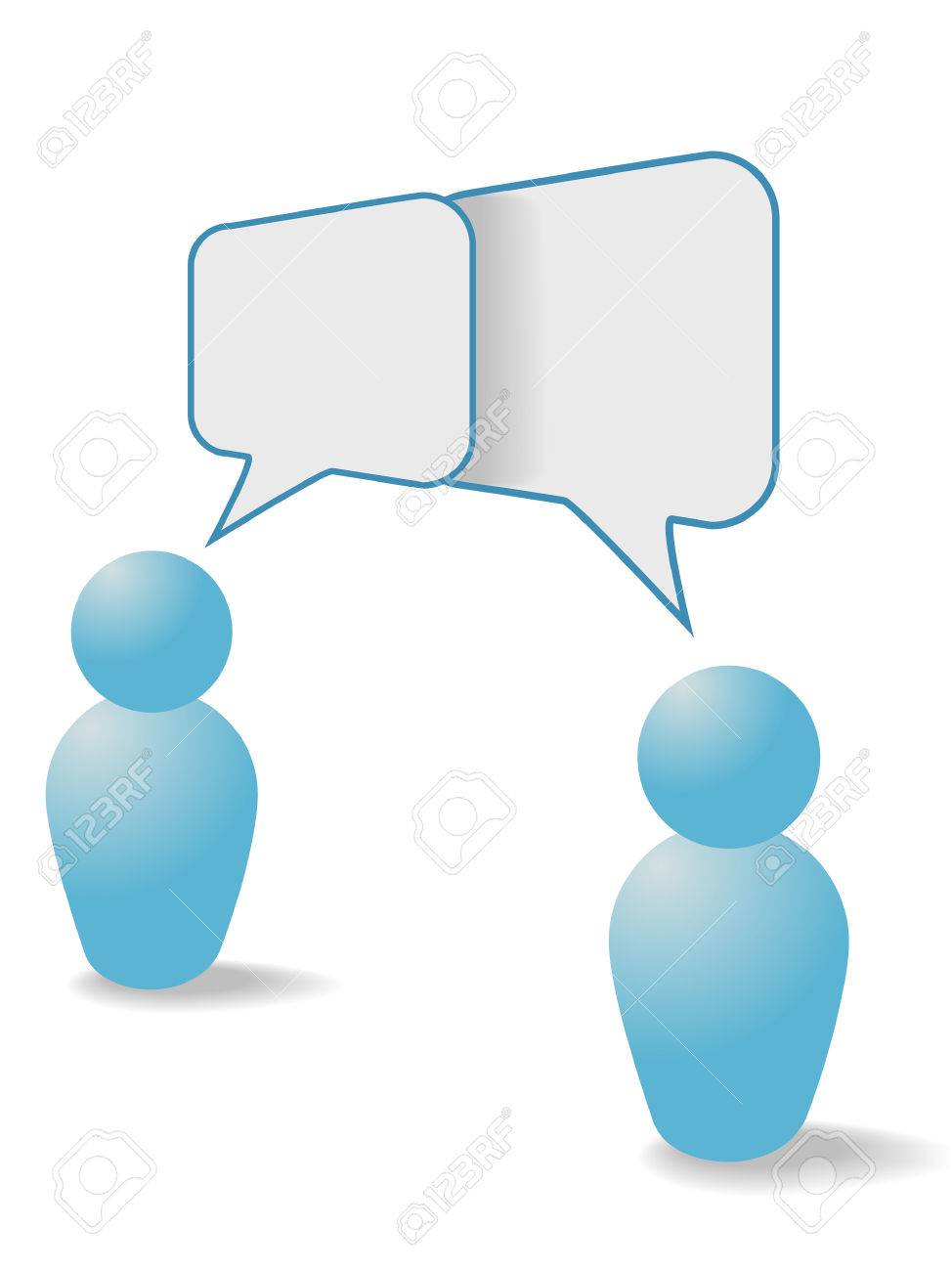Two People Symbols Share Talk Together In Overlapping Social Media Communication Speech Bubbles Royalty Free Cliparts Vectors And Stock Illustration Image 7529769