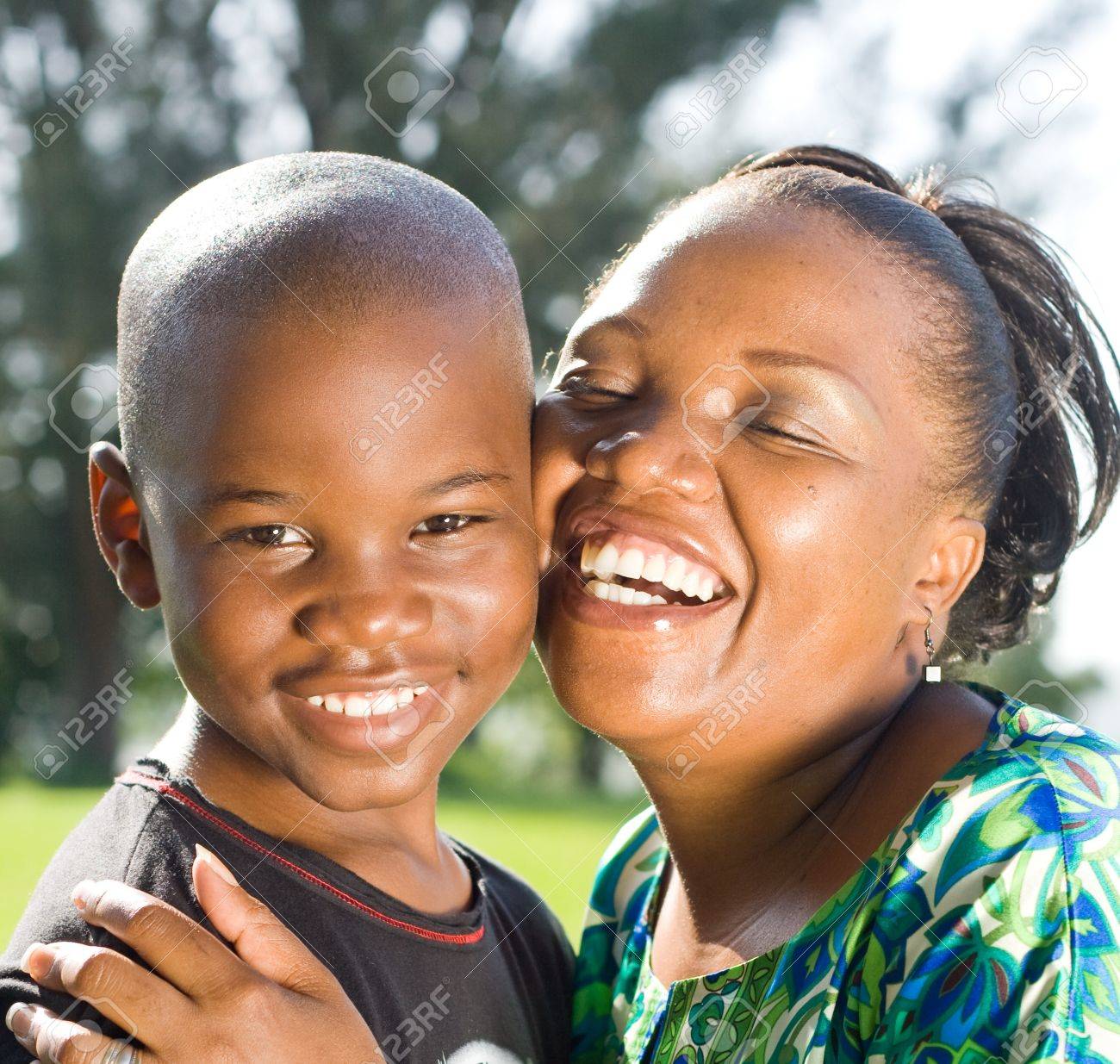 happy african mother and