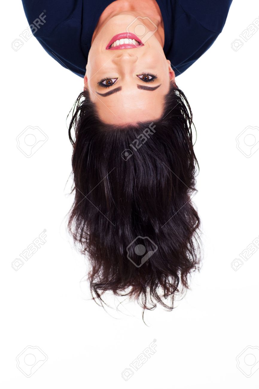 Young Woman Head Upside Down Stock Photo, Picture And Royalty Free Image.  Image 18992124.