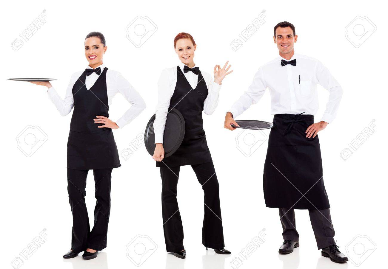 group of friendly restaurant staff isolated on white - 18991117 group of friendly restaurant staff isolated on white - 18991117