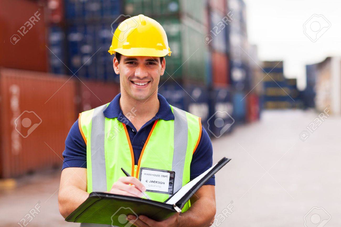 young harbor container depot worker stock photo picture and royalty worker stock